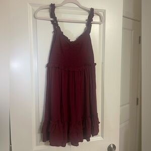 Burgundy Mini Length Dress! Size Small! Worn Once!
